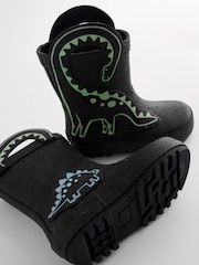 Black Colour Changing Dinosaur Handle Pull-On Wellies - Image 3 of 7