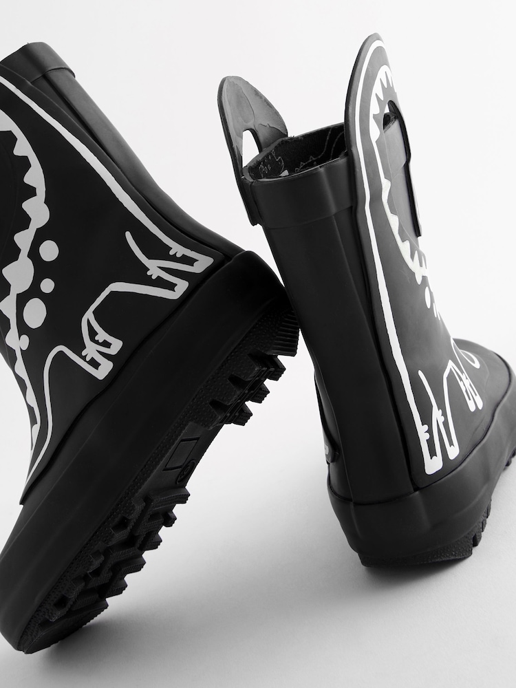 Black Colour Changing Dinosaur Handle Pull-On Wellies - Image 5 of 7