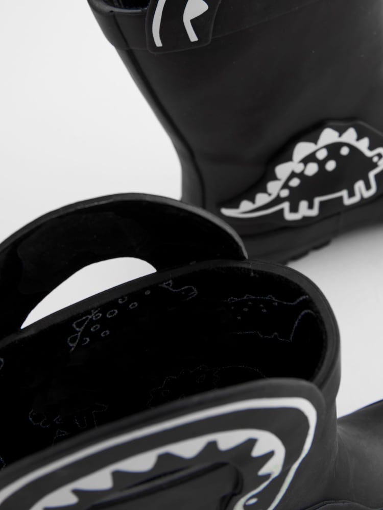 Black Colour Changing Dinosaur Handle Pull-On Wellies - Image 7 of 7