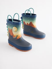 Navy Dinosaur Scene Handle Pull-On Wellies - Image 1 of 5