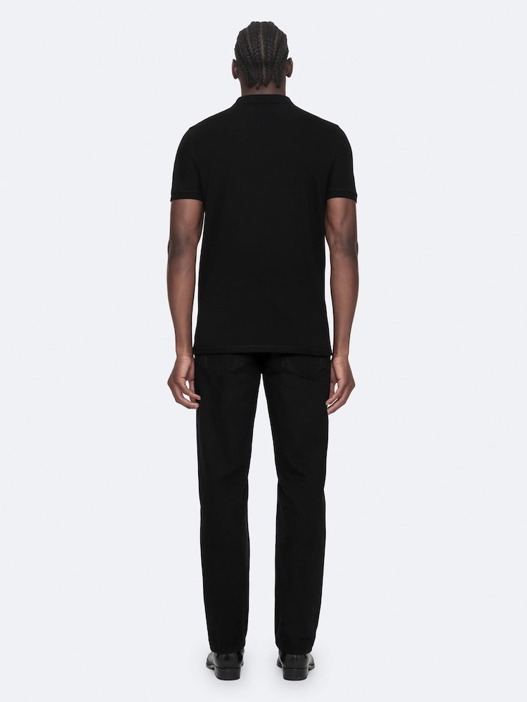 AllSaints Black Reform Short Sleeve Polo Top - Image 2 of 8