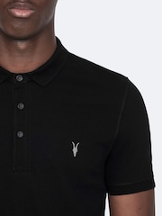 AllSaints Black Reform Short Sleeve Polo Top - Image 6 of 8