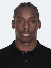 AllSaints Black Reform Short Sleeve Polo Top - Image 7 of 8