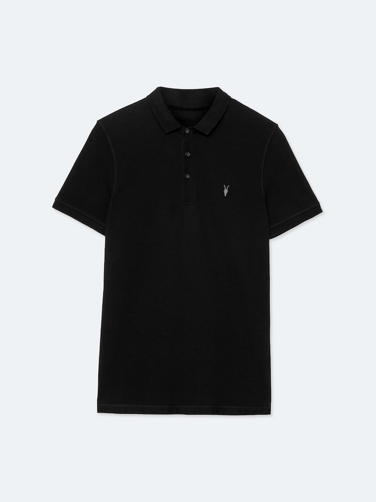AllSaints Black Reform Short Sleeve Polo Top - Image 8 of 8