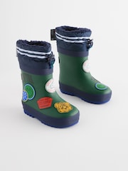Dark Green Thermal Thinsulate™ Lined Cuff Wellies - Image 1 of 8