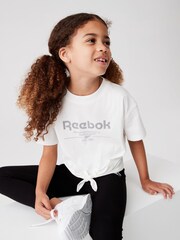 Reebok Tie Front Boxy Printed 100% Cotton T-Shirt - Image 1 of 9