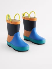Blue/Orange Colourblock Handle Pull-On Wellies - Image 1 of 5