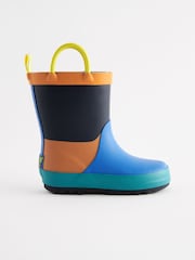 Blue/Orange Colourblock Handle Pull-On Wellies - Image 2 of 5