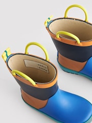Blue/Orange Colourblock Handle Pull-On Wellies - Image 3 of 5