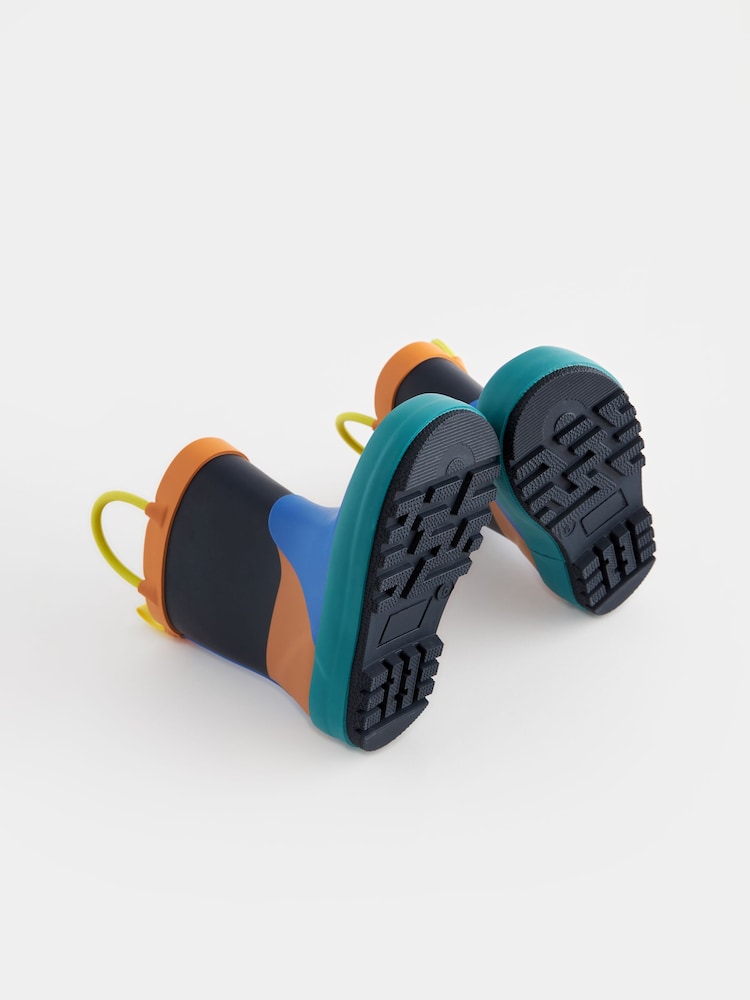 Blue/Orange Colourblock Handle Pull-On Wellies - Image 5 of 5