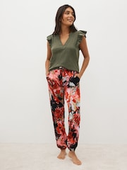 Khaki/Red Floral Cotton Pyjamas - Image 2 of 9