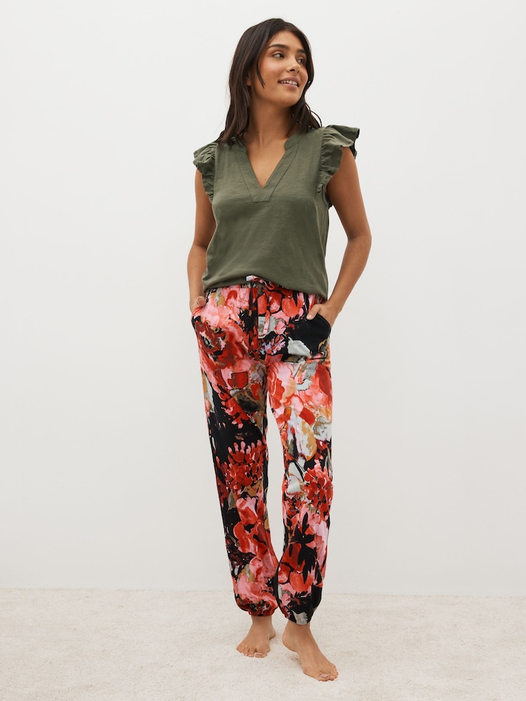 Khaki/Red Floral Cotton Pyjamas - Image 2 of 9