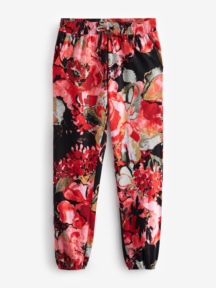 Khaki/Red Floral Cotton Pyjamas - Image 8 of 9