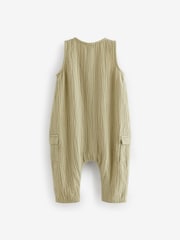 Khaki Green 100% Cotton Sleeveless Romper - Image 2 of 3