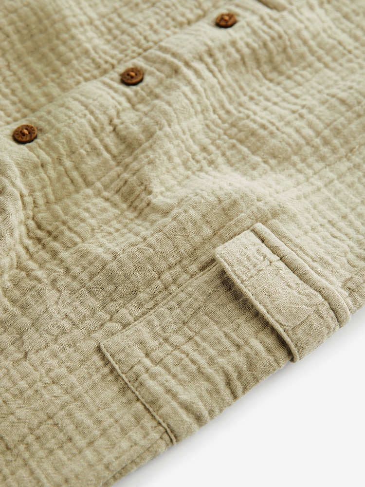Khaki Green 100% Cotton Sleeveless Romper - Image 3 of 3