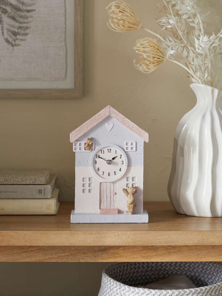 Natural Bertie Bear House Mantel Clock - Image 1 of 4