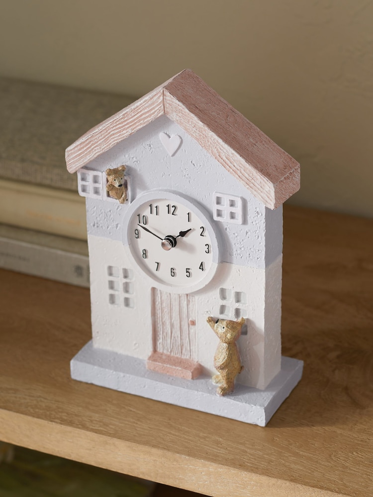 Natural Bertie Bear House Mantel Clock - Image 2 of 4
