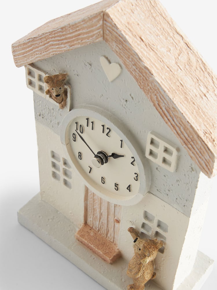 Natural Bertie Bear House Mantel Clock - Image 4 of 4