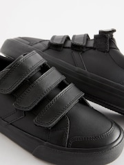 Black Wide Fit (G) 3 Strap Touch Close Fastening School Shoes - Image 4 of 5