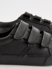 Black Wide Fit (G) 3 Strap Touch Close Fastening School Shoes - Image 5 of 5