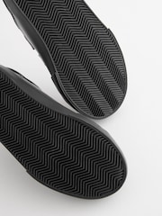 Black Wide Fit (G) Leather 3 Strap Touch Fastening School Shoes - Image 4 of 6