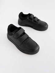 Black Wide Fit (G) Touch Fastening School Shoes - Image 1 of 5