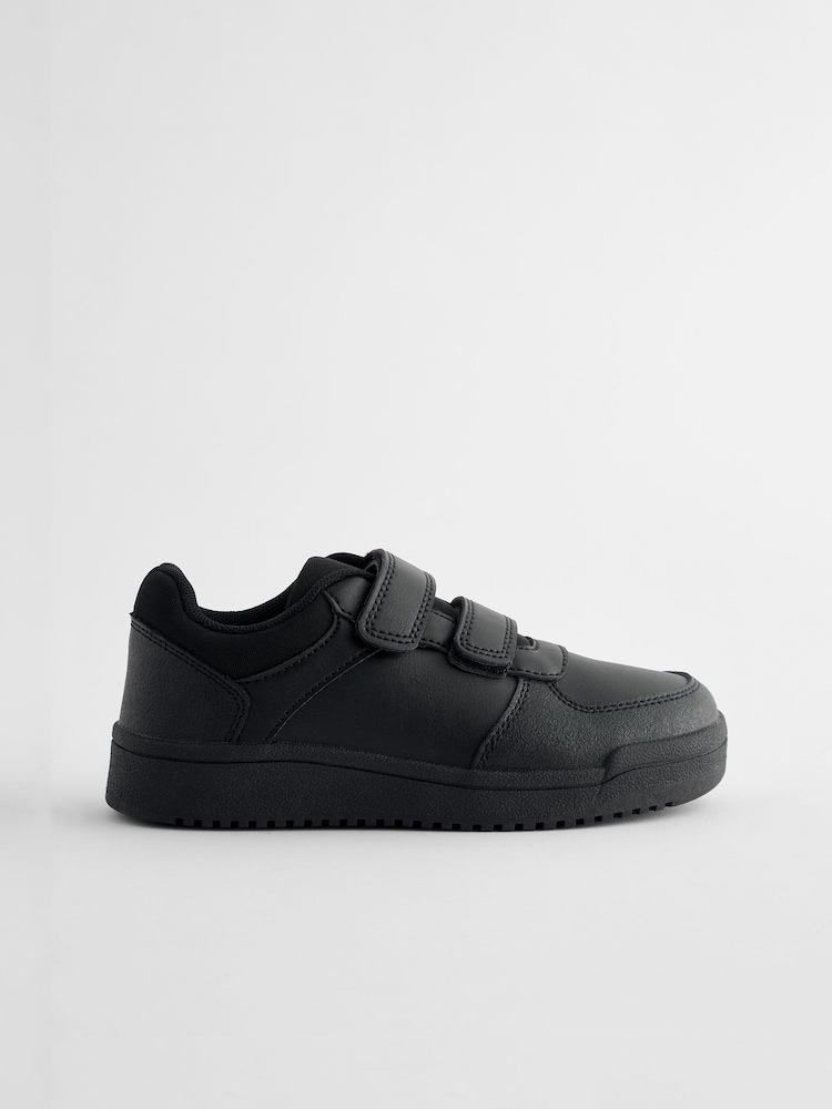 Black Wide Fit (G) Touch Fastening School Shoes - Image 2 of 5