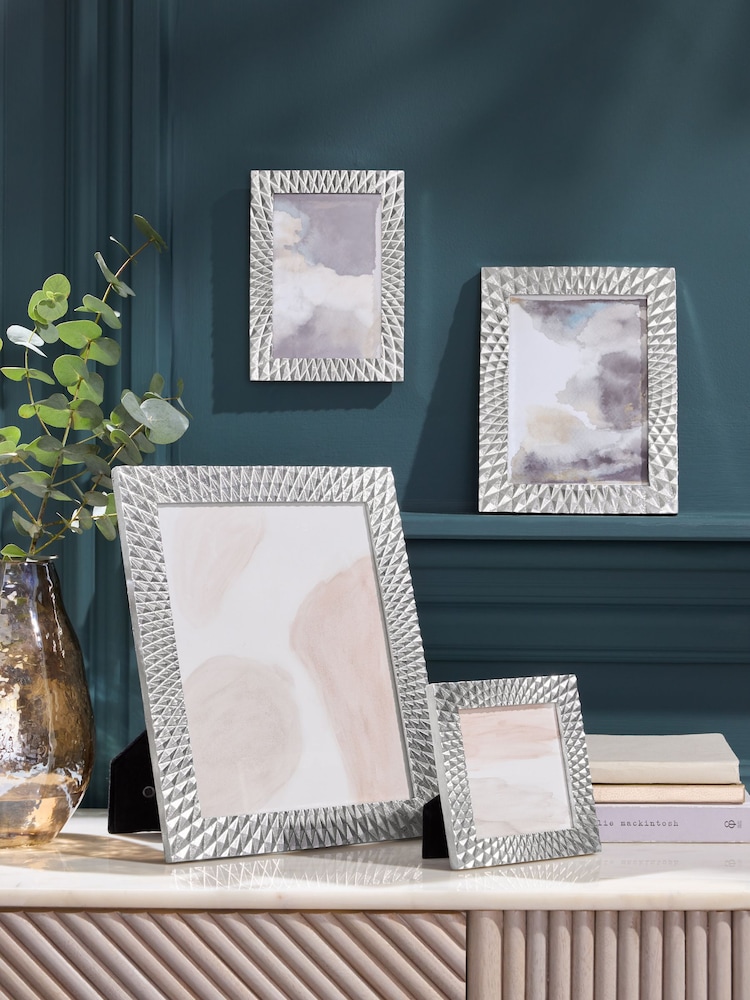 Silver Geometric Photo Frame - Image 2 of 8
