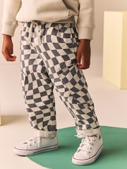 Grey/White Checkerboard Side Pocket 100% Cotton Pull On Trousers (3mths-7yrs) - Image 1 of 7