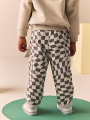 Grey/White Checkerboard Side Pocket 100% Cotton Pull On Trousers (3mths-7yrs) - Image 3 of 7