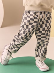 Grey/White Checkerboard Side Pocket 100% Cotton Pull On Trousers (3mths-7yrs) - Image 4 of 7