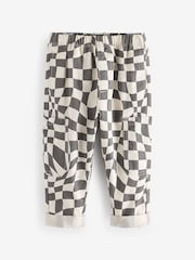 Grey/White Checkerboard Side Pocket 100% Cotton Pull On Trousers (3mths-7yrs) - Image 5 of 7