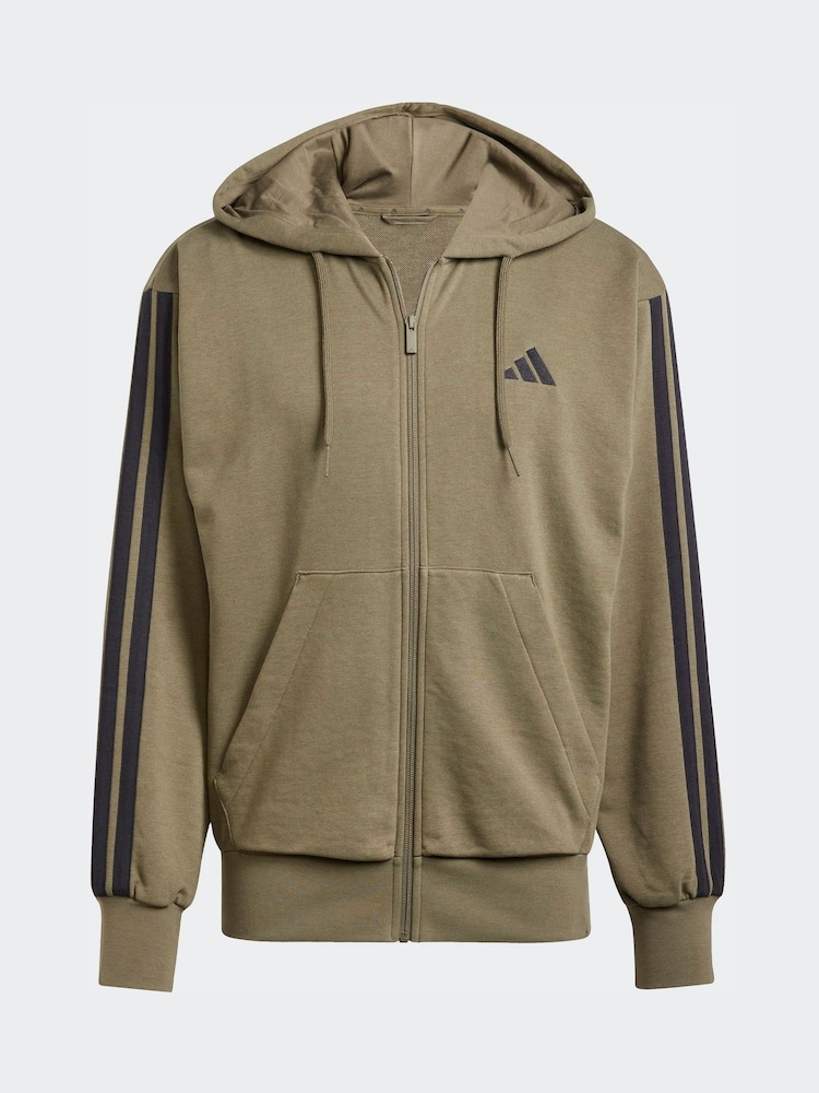 adidas Green Essentials 3-Stripes French Terry Full-Zip Hoodie - Image 7 of 7
