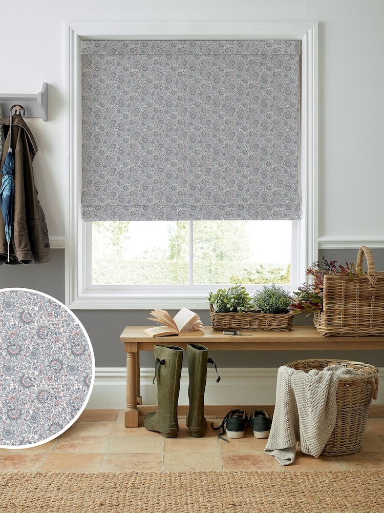 Laura Ashley Pale Slate Painswick Paisley Made to Measure 100% Cotton Roman Blinds - Image 1 of 6