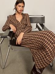 Checked Draped Midi Shirt Dress - 5এর মধ্যে 4 ছবি