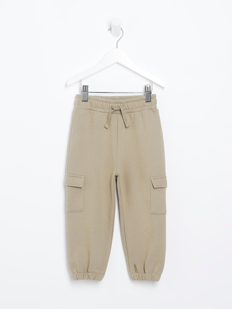 River Island Green Girls 100% Cotton Cargo Joggers - Image 1 of 4
