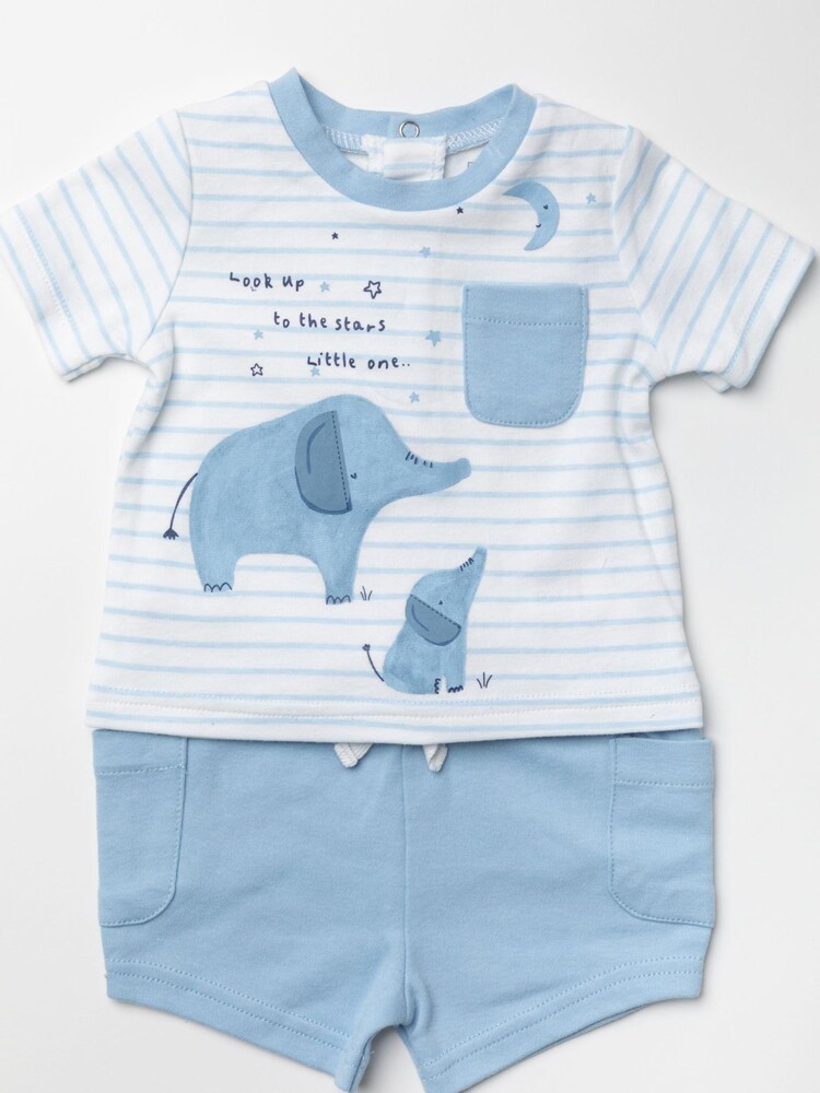 Bonjour Bebe 2-teiliges Set aus Baumwolle mit Elefantenprint, Blau - Bild 1 von 3