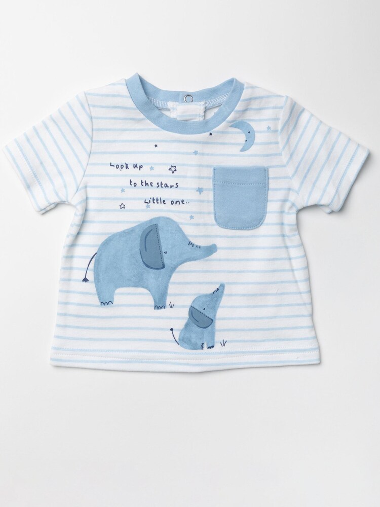 Bonjour Bebe 2-teiliges Set aus Baumwolle mit Elefantenprint, Blau - Bild 2 von 3