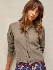 White Stuff Brown Kylie Cashmere Nep Cardigan - Image 1 of 6