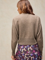 White Stuff Brown Kylie Cashmere Nep Cardigan - Image 2 of 6