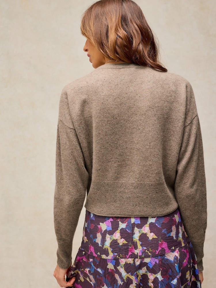 White Stuff Brown Kylie Cashmere Nep Cardigan - Image 2 of 6