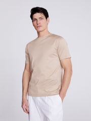 MOSS Nude Mercerised Crew Neck 100% Cotton T-Shirt - Image 1 of 3