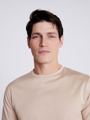 MOSS Nude Mercerised Crew Neck 100% Cotton T-Shirt - Image 3 of 3