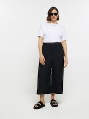 River Island Black Plus Shirred Waist Culottes - Image 1 of 5