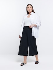 River Island Black Plus Shirred Waist Culottes - Image 3 of 5