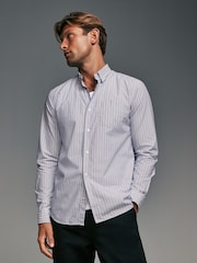 Blue 100% Cotton Stripe Long Sleeve Shirt - Image 1 of 7