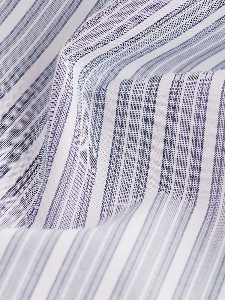 Blue 100% Cotton Stripe Long Sleeve Shirt - Image 7 of 7