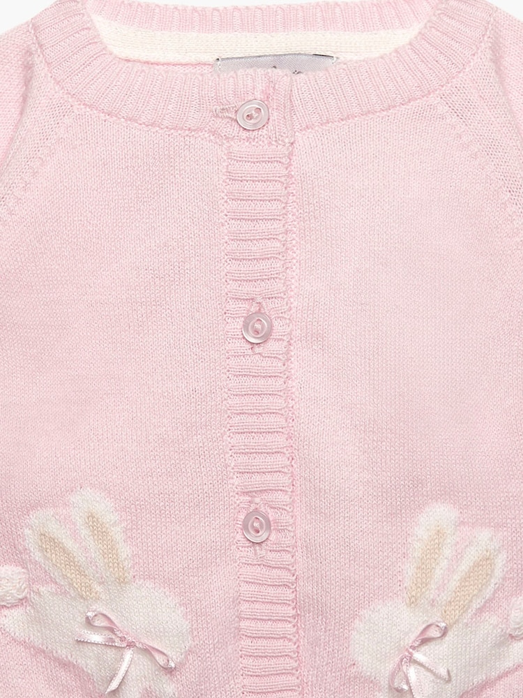 Trotters London Little Pale Pink Flopsy Bunny Cardigan - Image 3 of 3