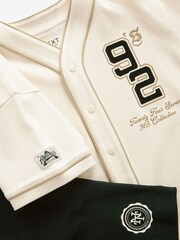 Crème/noir - Ensemble haut et short de baseball universitaire (3-16 ans) - Image 3 of 3