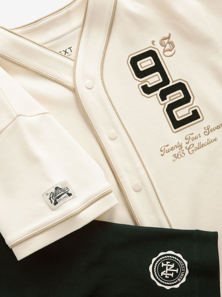 Crème/noir - Ensemble haut et short de baseball universitaire (3-16 ans) - Image 3 of 3
